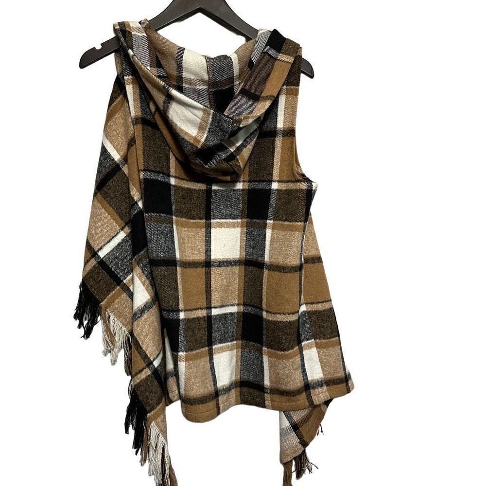 Altard State Women's Brown Plaid Hooded Cardigan Vest Size large - Picture 7 of 7